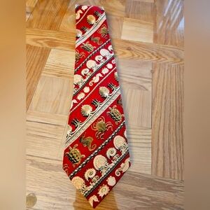 Shedd Aquarium Red Patterned Silk Tie